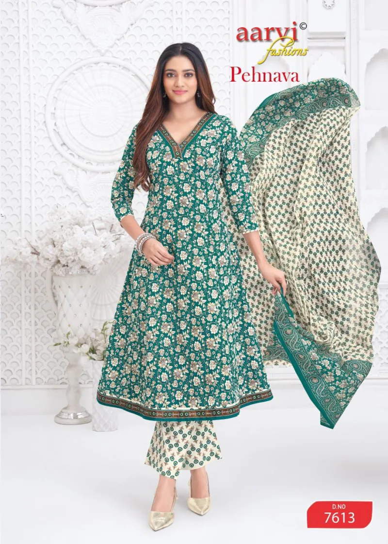 Pehnava Vol 2 By Aarvi Cotton Printed Anarkali Kurtis Set